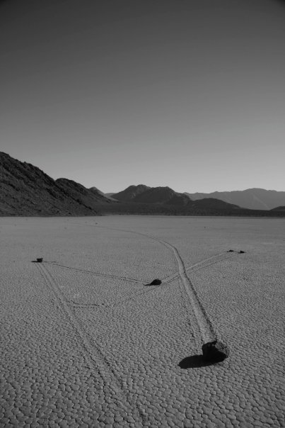 Mysterious moving rocks at The Racetrack in Death Valley